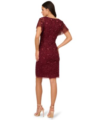 Women's Beaded Dolman Sleeve Sheath Dress