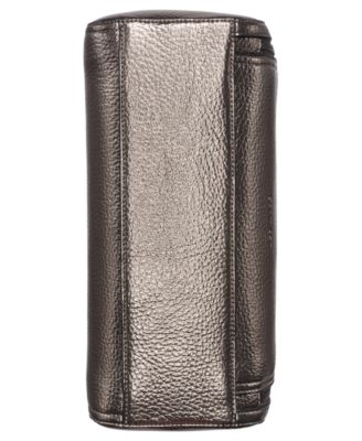 Garnet Triple Compartment Top Zipper Metallic Satchel