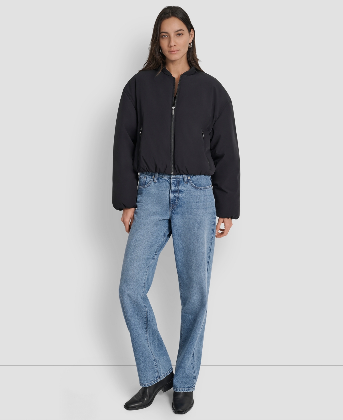 Dkny Jeans Women's Long Sleeve Bomber Jacket In Black