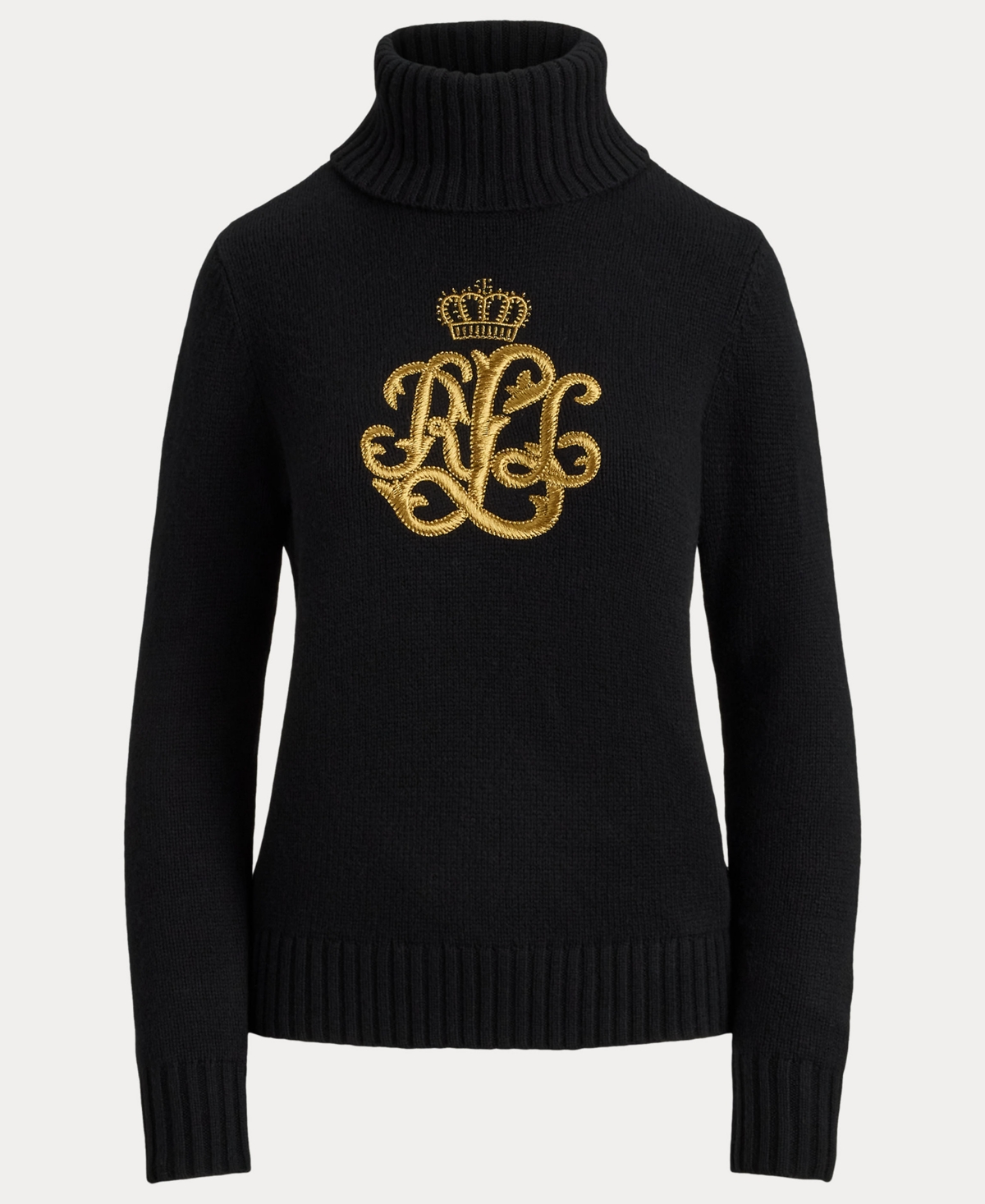 Ralph Lauren Women's Logo Detail Turtle Neck Sweater In Black