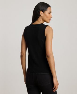 Women's Belting-Print Sleeveless Sweater Top