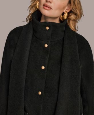 Women's Snap Button Scarf Coat