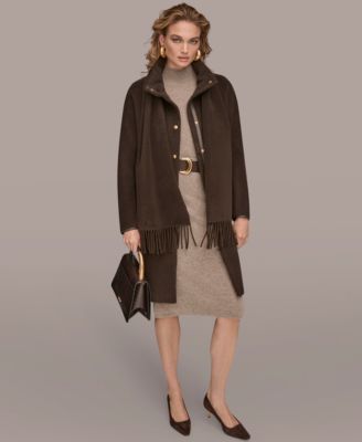 Women's Snap Button Scarf Coat