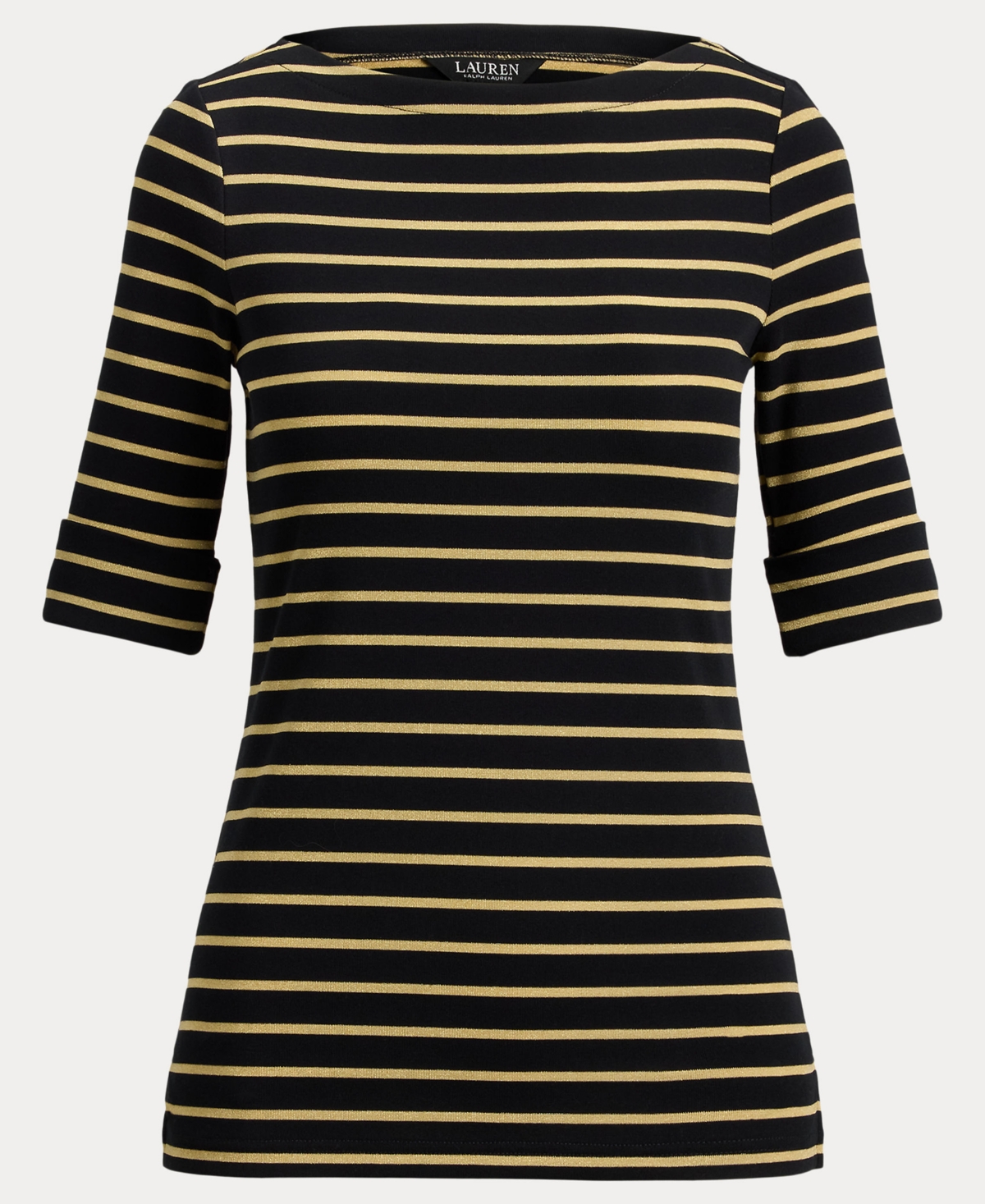 Ralph Lauren Metallic Striped Boatneck Tee In Multi