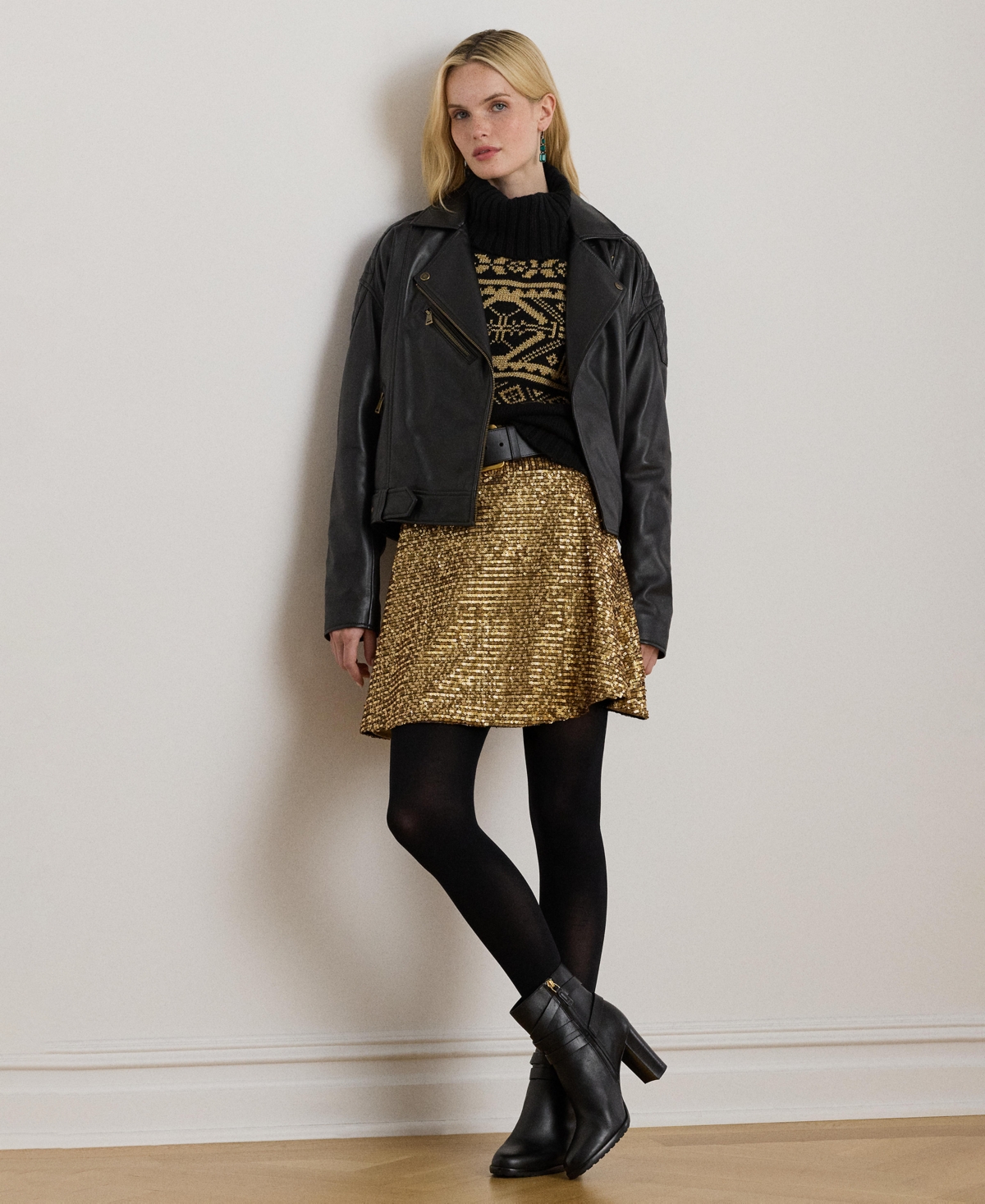 Ralph Lauren Women's Sequin Detail A-line Skirt In Gold
