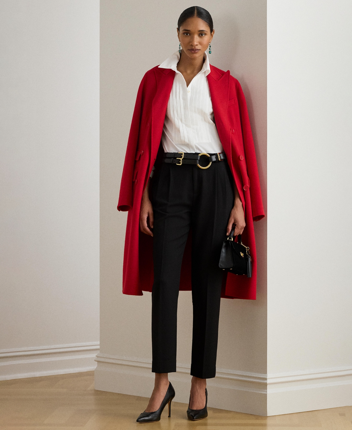 Ralph Lauren Women's Knee Patch Detail High Rise Pants In Black