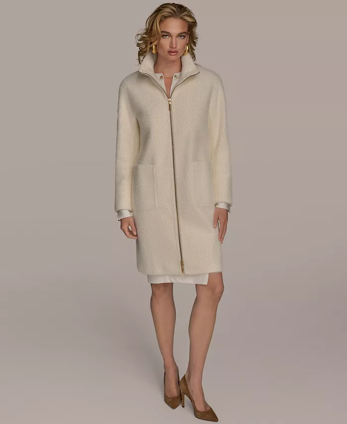 Women's Zip Front High Collared Coat - thumbnail 3
