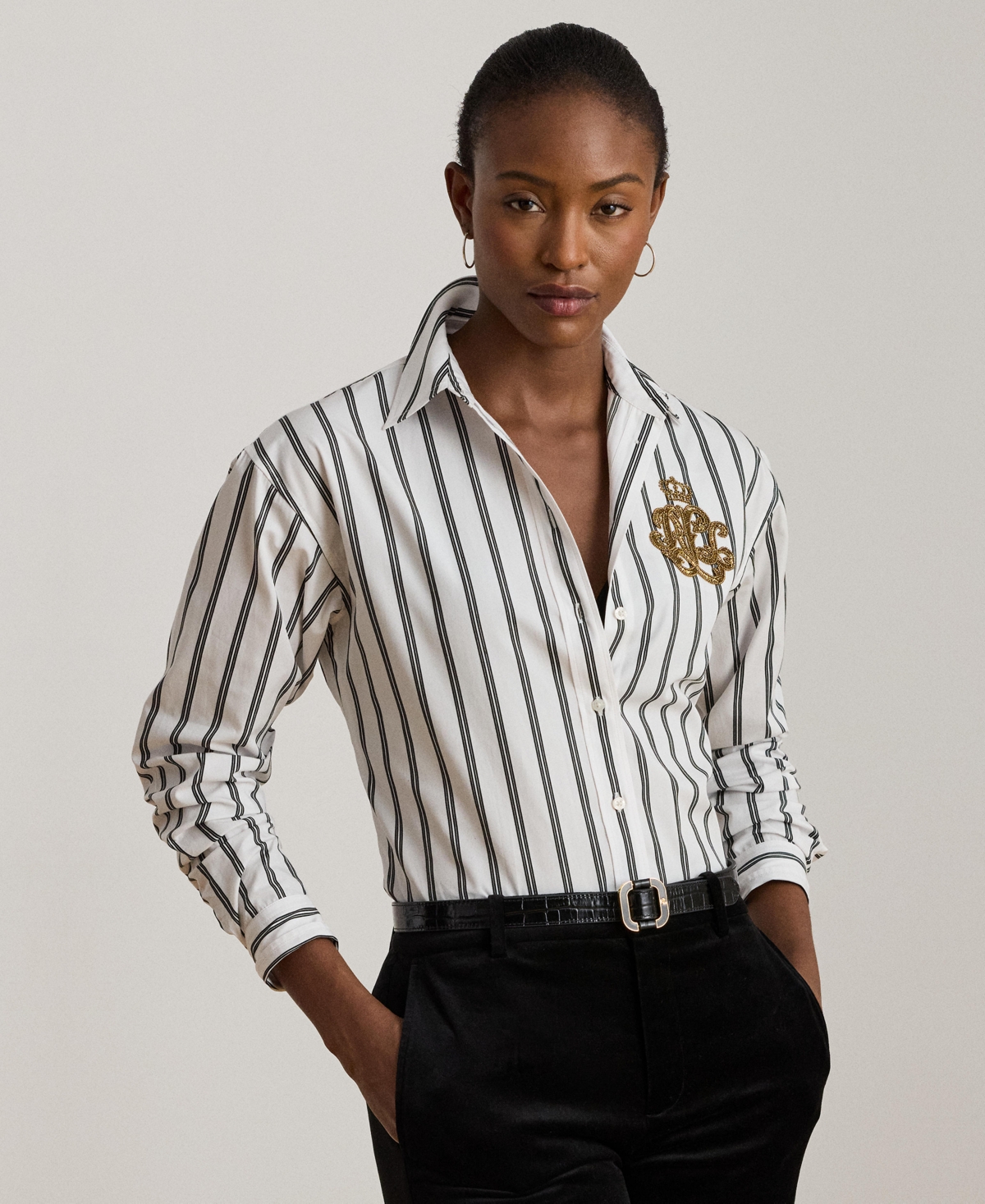 Lauren Ralph Women's Relaxed Fit Striped Shirt