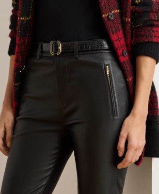 Women's Leather Skinny Ankle Pants