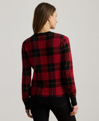 Women's Plaid Cotton-Blend Sweater