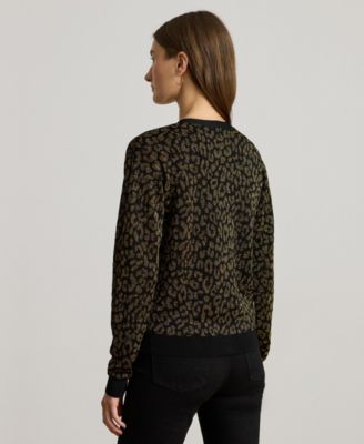 Women's Metallic Ocelot Long Sleeve Cardigan