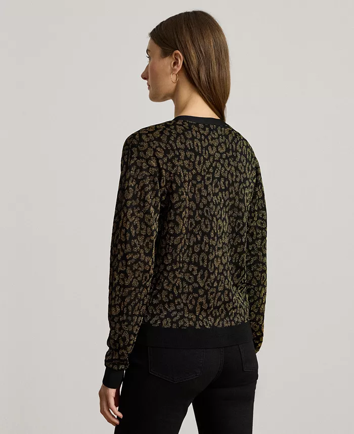 Women's Metallic Ocelot Long Sleeve Cardigan - thumbnail 3