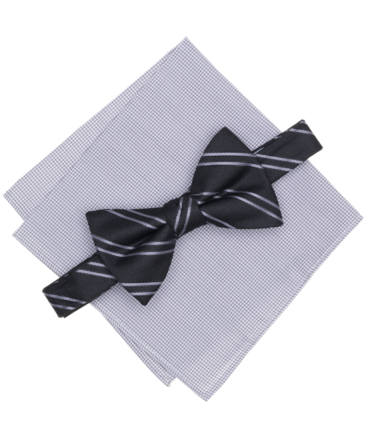 Bar Iii Men's Baltic Stripe Bow Tie with Pocket Square 2-Piece Set, Macy's Exclusive