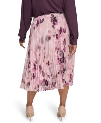 Plus Size Printed Midi Skirt