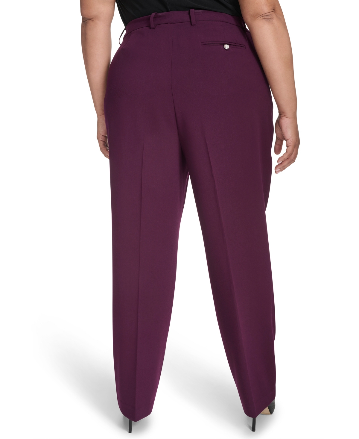 Calvin Klein Plus Size High Rise Modern Fit Pants In Burgundy