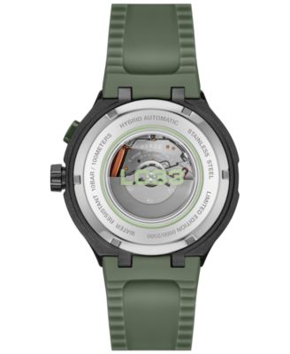 Men's LC33 Mech Hybrid Automatic Green Silicone Strap Watch, 44mm