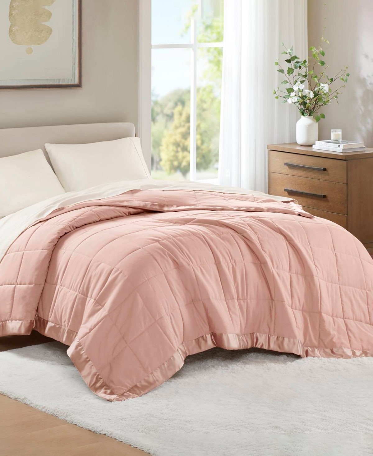 Madison Park Windom Lightweight Down Alternative Satin Trim Blanket