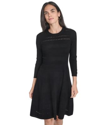 Women's Textured Ottoman Fit and Flare Dress