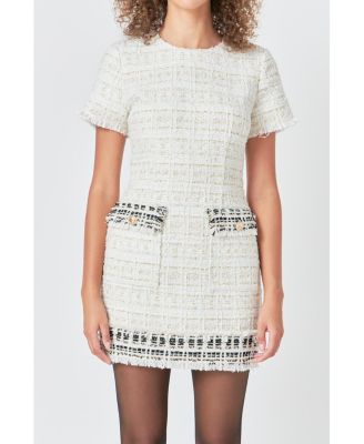 Women's Tweed Fringed Mini Dress