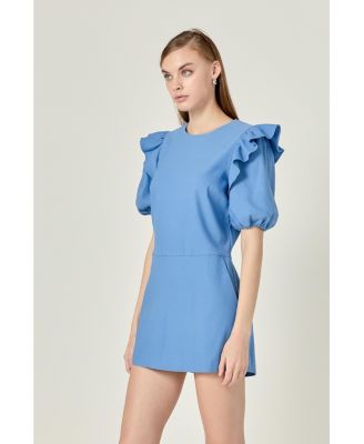 Women's Puff sleeve with Stretched Romper