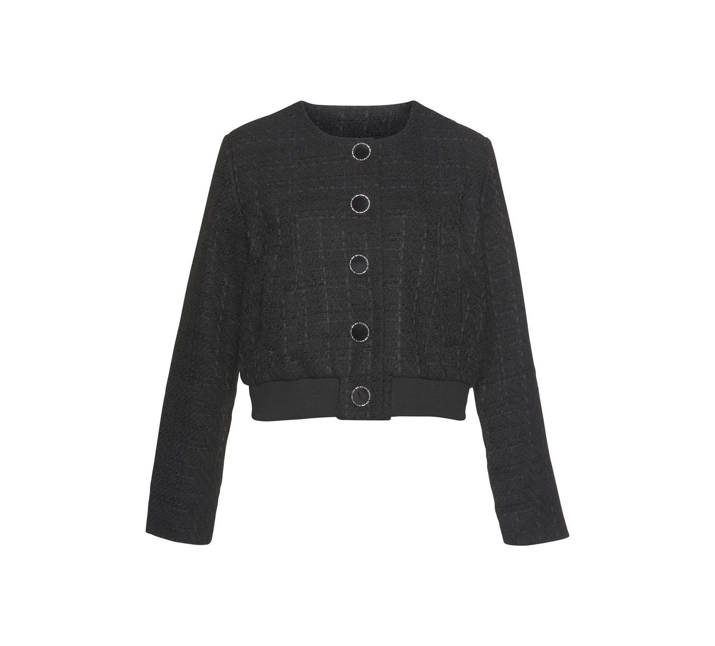 Женская куртка LASCANA Round Neckline Tweed with Pockets, цвет: Bk — фото 4