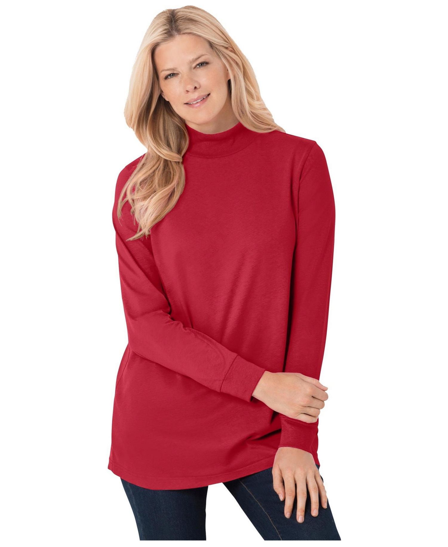 Plus Size Within Perfect Long-Sleeve Mockneck Tee