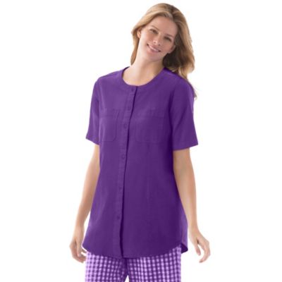 Women's Plus Size Short-Sleeve Crinkle Shirt