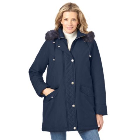 Женские куртки Woman Within Plus Size Faux Fur Down Parka Coat