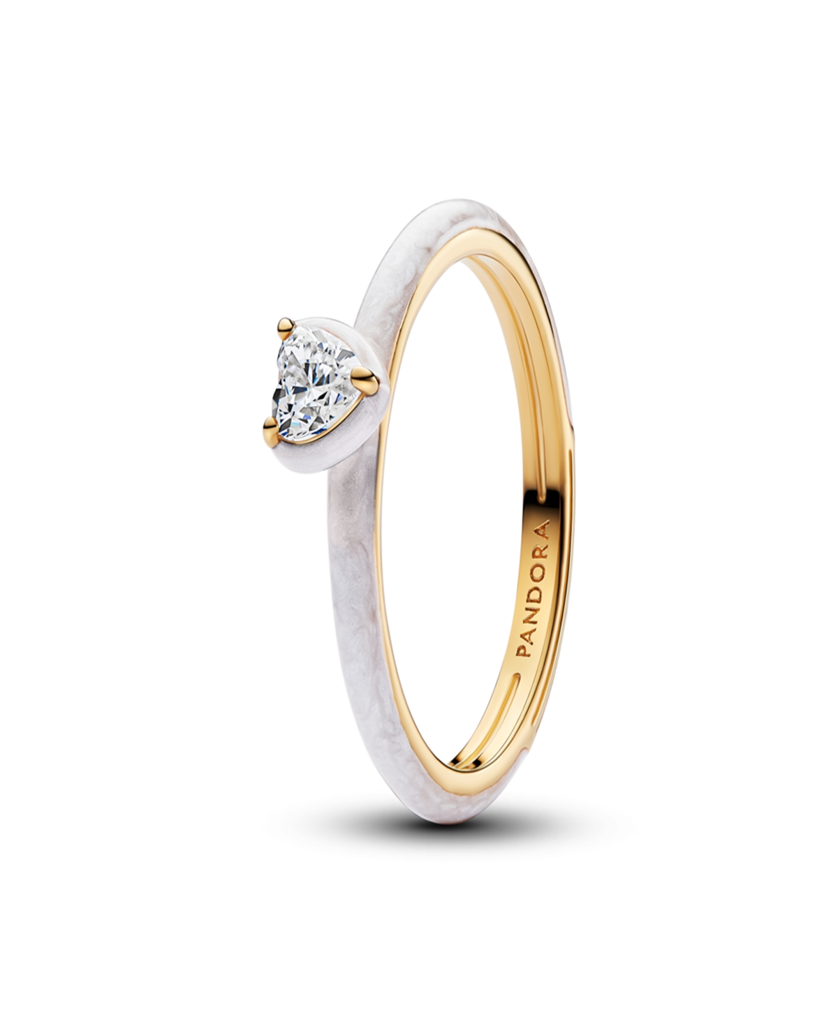 Pandora Gold Plated White Chakra Heart Ring In Gold