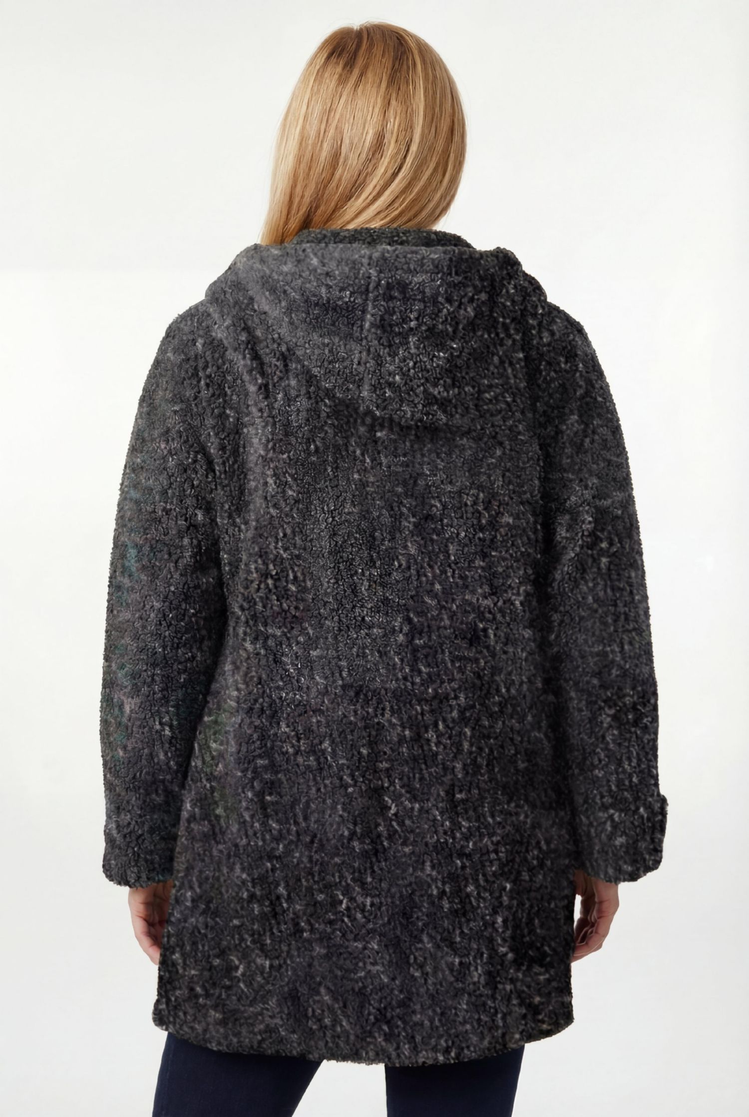 Plus Size Short Hooded Berber Fleece Jacket