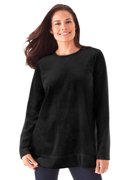 Женская толстовка Woman Within Within Plush Velour Tunic, цвет: Чёрный