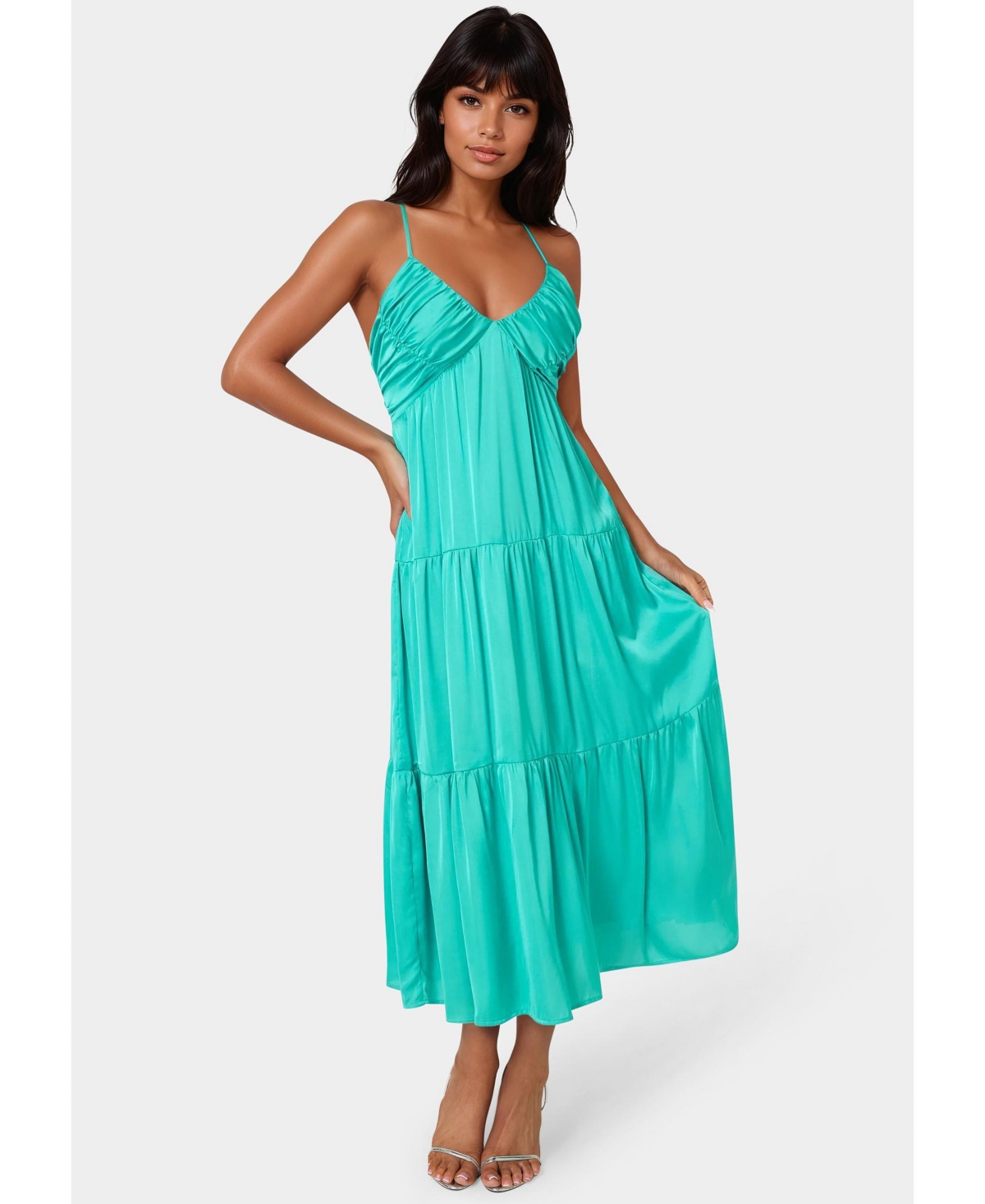 Bebe Women's Tiered Maxi Sundress