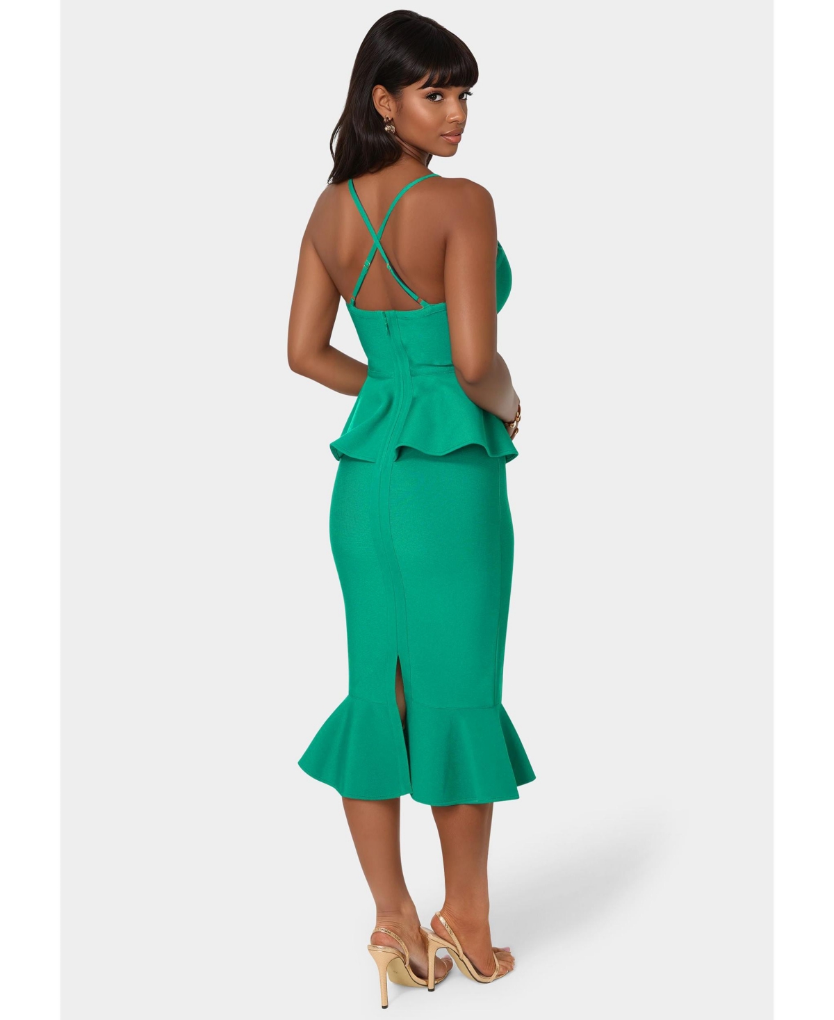 Bebe Women's Peplum Bandage Midi Dress