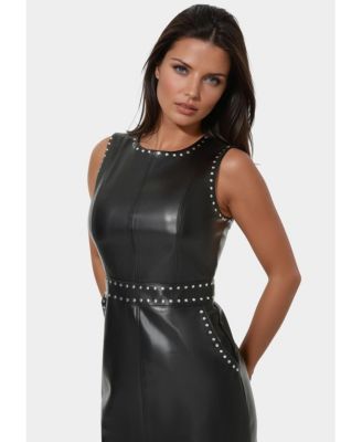 Women's Faux Leather Stud Seam Dress