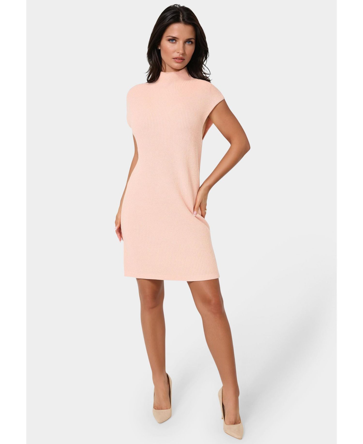 Long Sleeve Funnel Neck Sweater Mini Dress