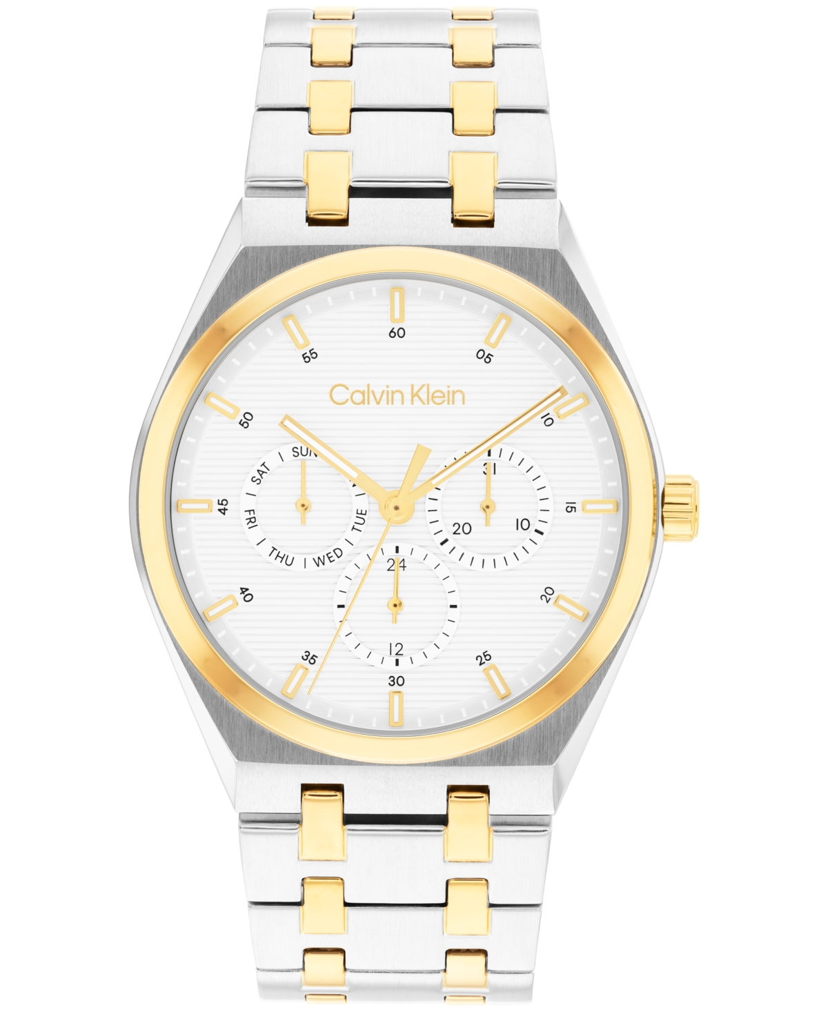 Calvin Klein Men's Two Tone Stainless Steel Bracelet Watch, 39mm In Gold