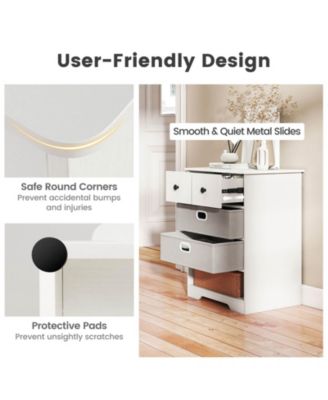 4-Drawer Dresser Modern Chest Storage Organizer with Open Shelves Anti-Tip Kits