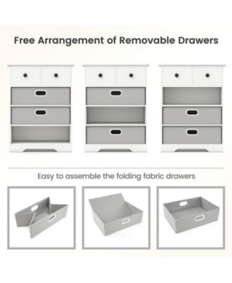 4-Drawer Dresser Modern Chest Storage Organizer with Open Shelves Anti-Tip Kits
