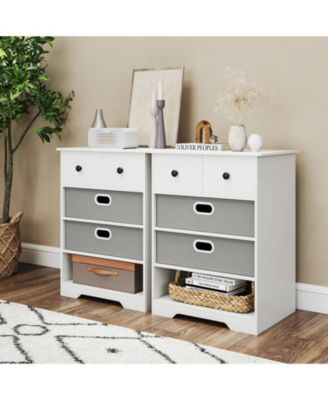 4-Drawer Dresser Modern Chest Storage Organizer with Open Shelves Anti-Tip Kits