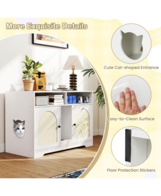 43" Hidden Cat Washroom Furniture with Storage Double Rooms Scratching Board