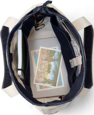 Medium Embroidered 5 Pocket Zip Top Canvas Tote Bag