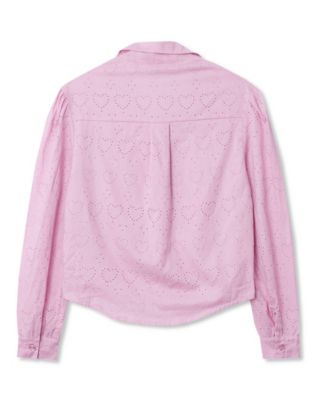 Girls Long Sleeve Woven Hearts Top