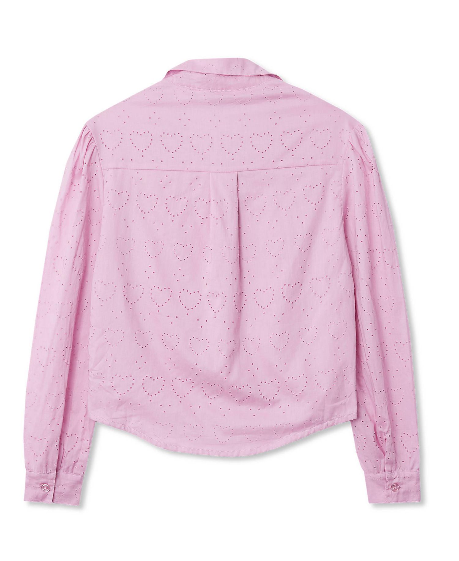 Girls Long Sleeve Woven Hearts Top