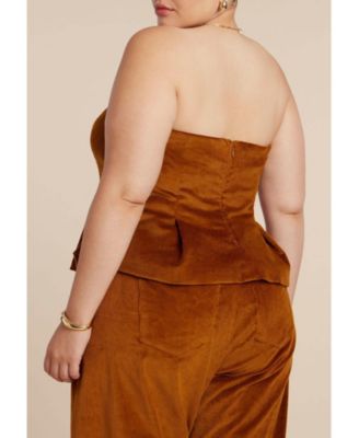 Women's Plus Size Corduroy Peplum Bustier
