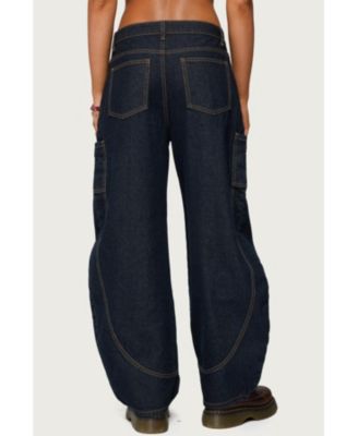 Womens Aden Contrast Stitch Barrel Jeans