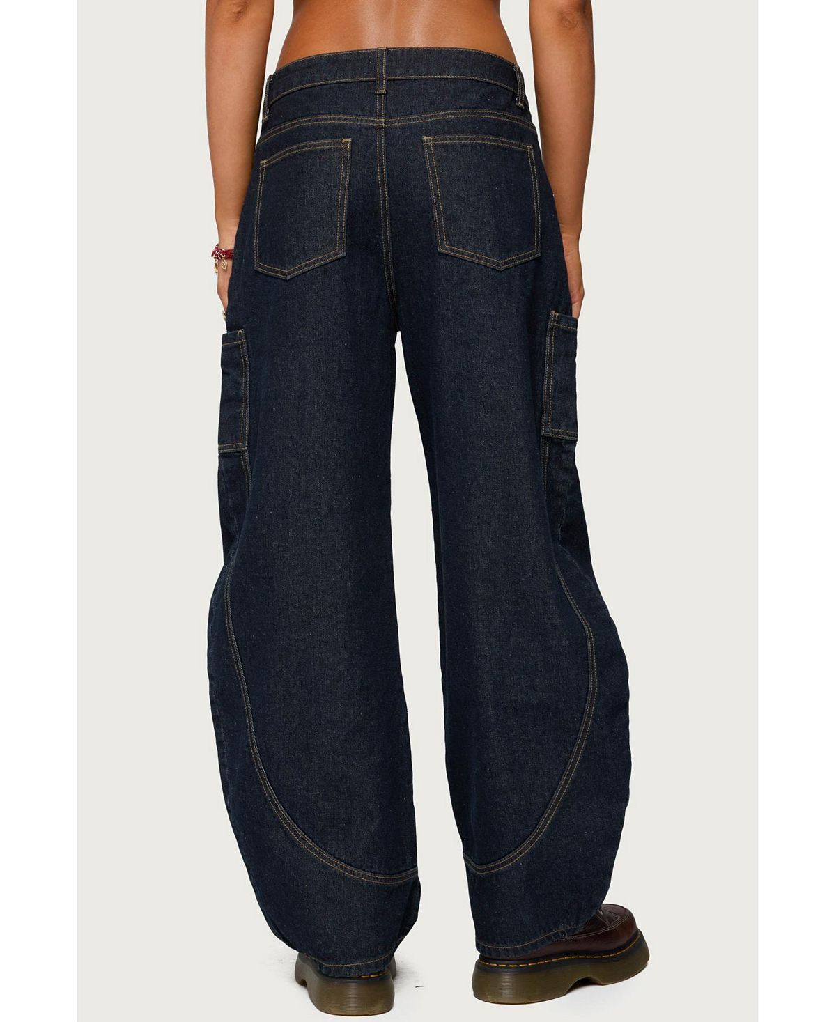 Edikted Womens Aden Contrast Stitch Barrel Jeans view 2 — MAYCSS fashion products