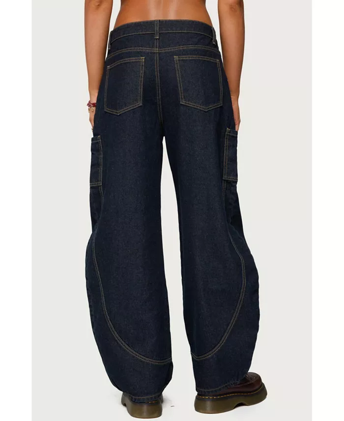 Womens Aden Contrast Stitch Barrel Jeans - thumbnail 2