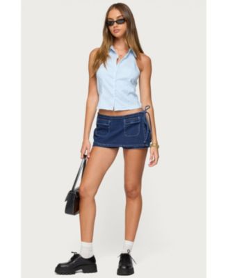 Womens Giselle Wrap Denim Mini Skort