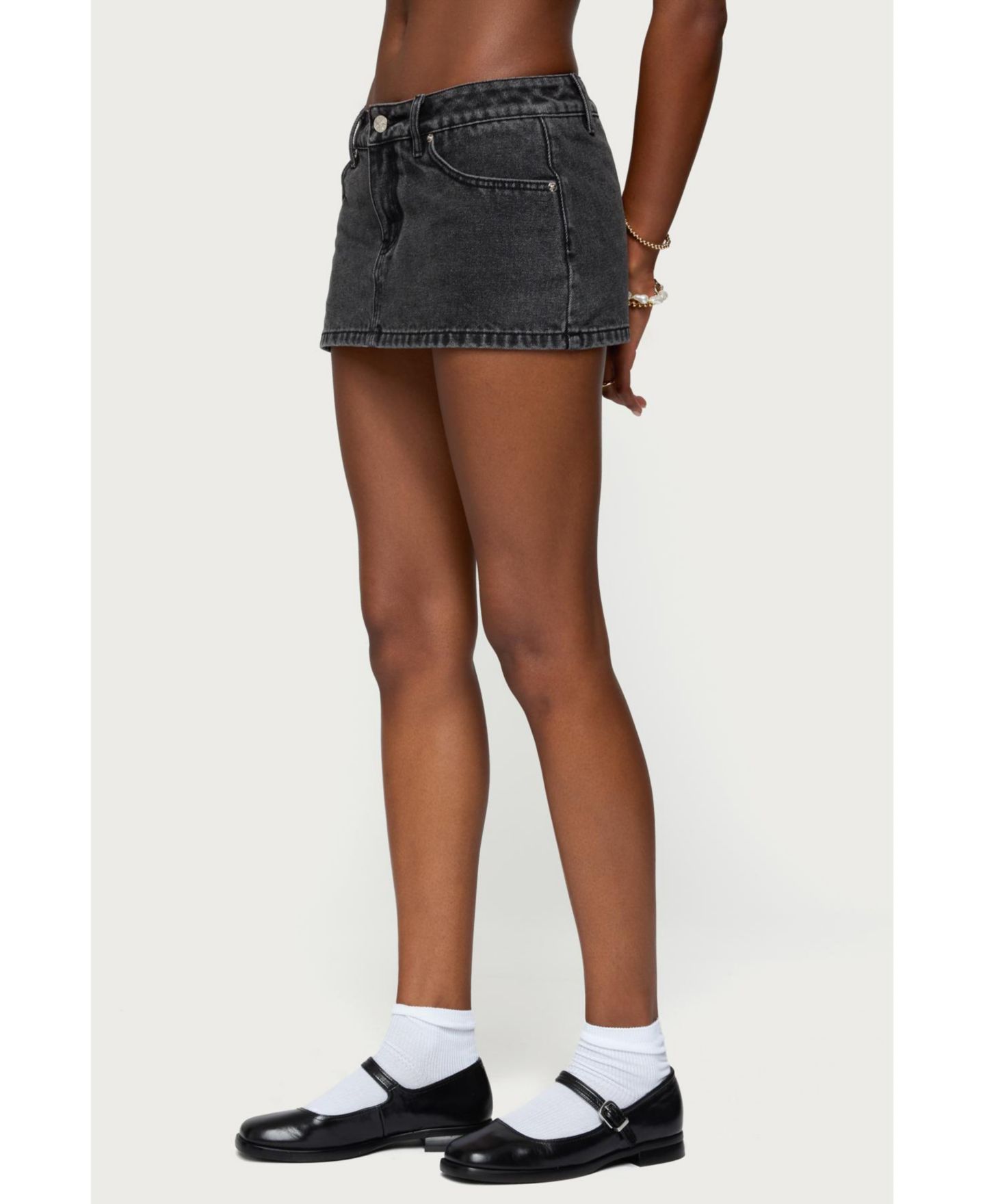 Женская юбка Edikted Camelia Denim Mini, цвет: Чёрный — фото 4