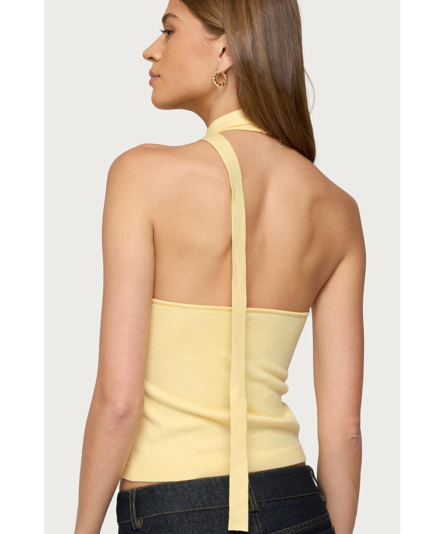 Womens Two Piece Knit Halter Top